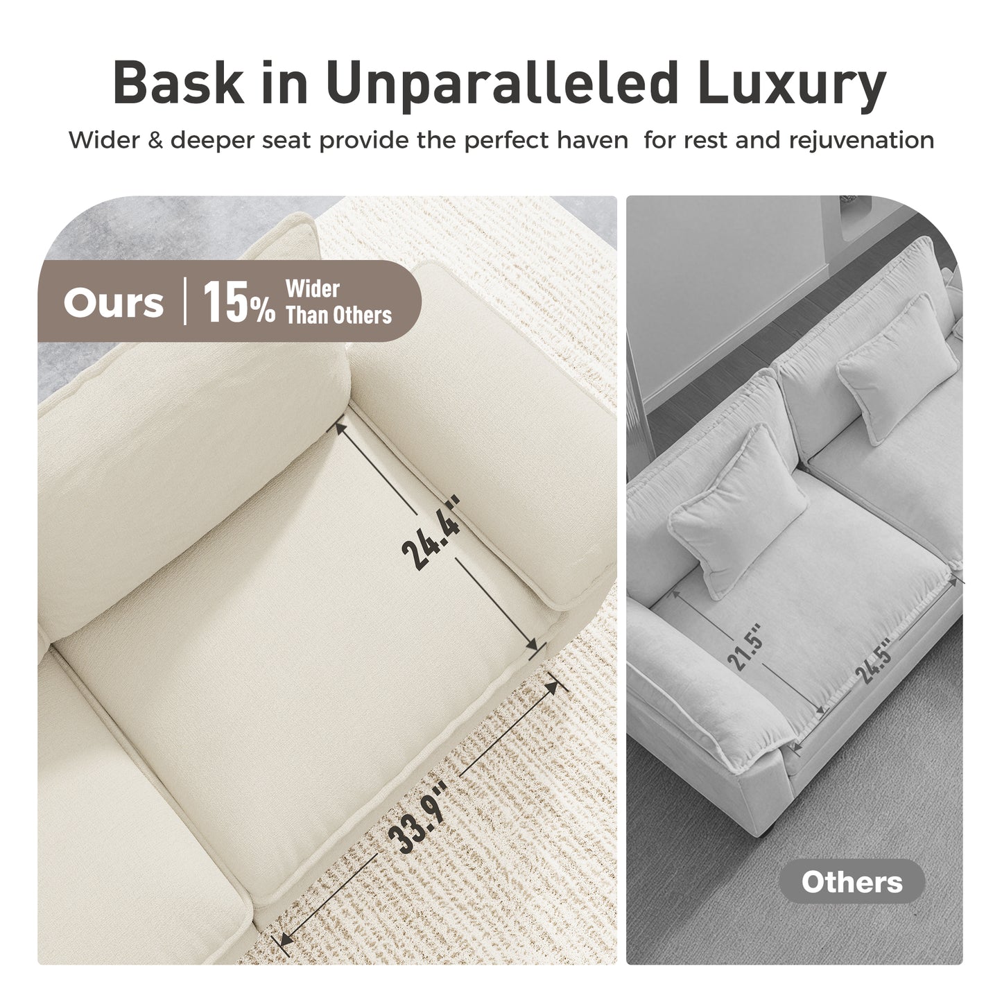 Sophia&William U-Shaped Modular Sectional Sofa Sets for Living Room, Modern 5-Seat Chenille Cloud Couch Oversized Sectional with 3 Throw Pillows & 2 Ottomans, White