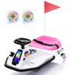 Alpha Joy Kids Crazy Drift Car 24V 181W Electric Drifting Go-Kart w/Rechargeable Battery, Colorful Light, Bluetooth Music & Safety Harness, Pink