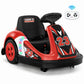 Alpha Joy Kids 12V Bumper Car with Steering Wheel & Remote Control, 3-Color LED Lights, 3 Speeds, Electric Ride-on Toys Car for 3-6 Years, Red
