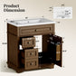 Sophia & William 30inch Bathroom Vanity with 5inch Deep Sink Freestanding Wood Bathroom Cabinet Vanity with 1 Door & 2 Drawers, Walnut