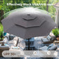 Alpha Joy 10ft 3 Tier Auto-tilt Outdoor Patio Umbrella Beach Garden Double Vented Table Umbrella with Solar Lights, Smoky Gray