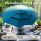 Alpha Joy 10ft 3 Tier Auto-tilt Outdoor Patio Umbrella Beach Garden Double Vented Table Umbrella with Solar Lights, Cerulean
