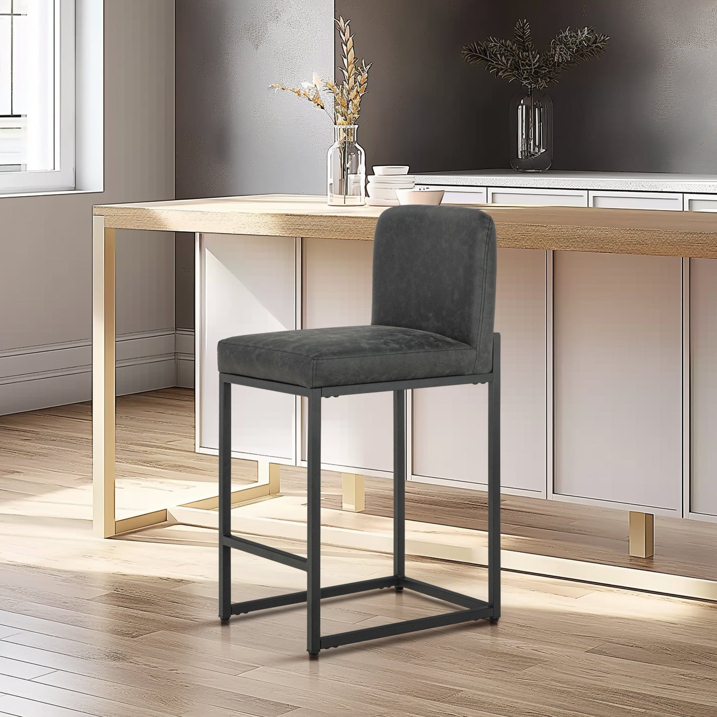 Sophia & William Counter Height Bar Stools with High Backrest Set of 4 Comfortable Modern Counter Stools for Kitchen & Home, Black