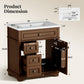 Sophia & William 30inch Bathroom Vanity with 5inch Deep Sink Freestanding Wood Bathroom Cabinet Vanity with 1 Door & 2 Drawers, Cherry Brown