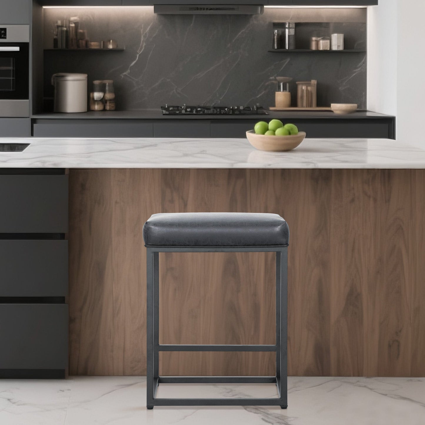 Sophia & William 24" Bar Stool Counter Height Bar Stools with Footres, Gray