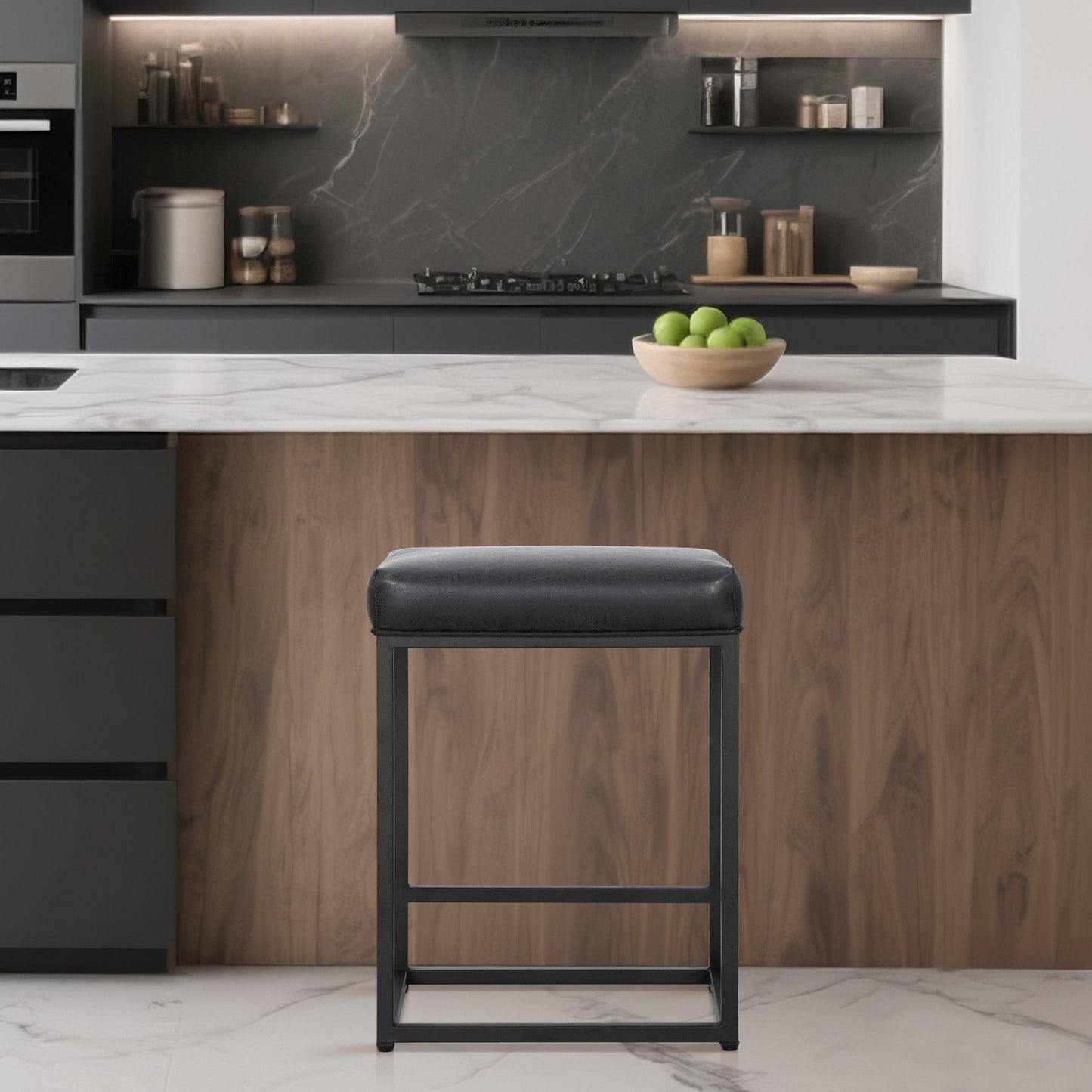 Sophia & William 24" Bar Stool Counter Height Bar Stools with Footres, Black