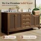 Sophia & William 72" Bathroom Vanity with Double Sink Freestanding Wood Bathroom Cabinet Vanity with 2 Doors of Adjustable Shlves, 2 Pull-out Drawers and 1 Elevated Drawer, Hickory