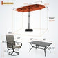 Sophia & William 8-Piece Outdoor Patio Dining Set with 13 ft Orange Red Umbrella, Rectangle Table & Textilene Chairs for 6