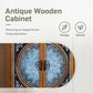 Alpha Joy 2-Door Accent Cabinet with Blue and White Porcelain Pattern, Entryway Cabinet with Shelves, Blue & White