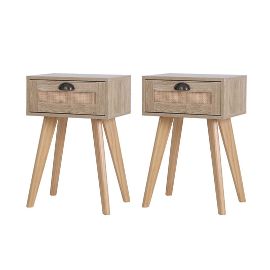 Sophia & William Rattan Drawer Accent Storage Cabinet for Living Room,Bedroom-Set of 2