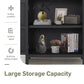 Alpha Joy Accent Cabinet with 2 Doors, Wood Entryway Cabinet with Flower Pattern in Wood Frame for Living Room, Dining Room, Black