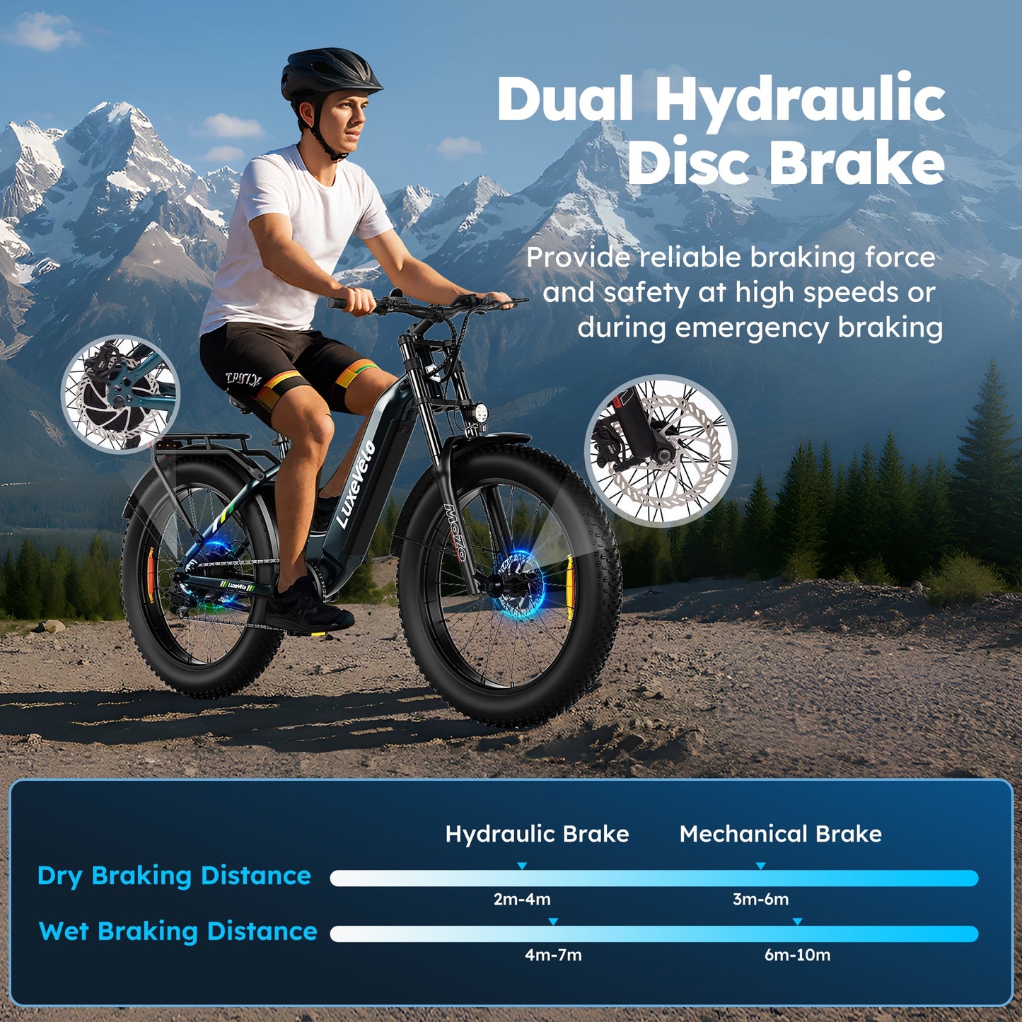 Alpha Joy 26" Rated 500W Peak 1000W E-Bike, 26" Fat Tire Electric Mountain Bike, 48V Ebike for Adults with LED Headlight UL2849