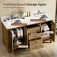 Sophia & William 60" Bathroom Vanity with Double Sink Freestanding Wood Bathroom Cabinet Vanity with 2 Doors of Adjustable Shlves, 2 Pull-out Drawers and 1 Elevated Drawer, Light Oak