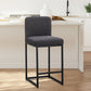 Sophia & William Counter Height Bar Stools with High Backrest 2 Pack Soft & Durable Chenille Fabric Bar Stools for Kitchen Island, Grayish Black