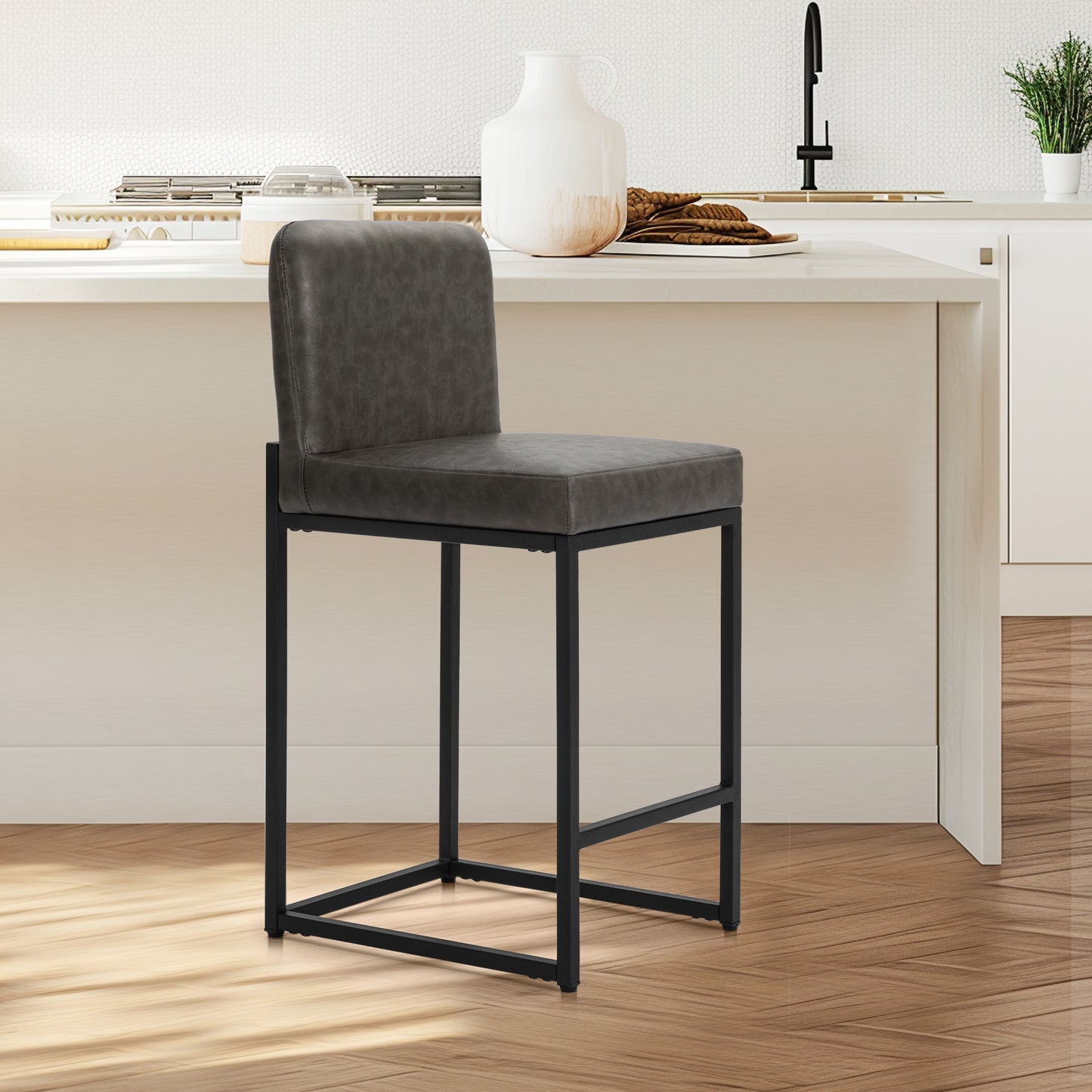 Sophia & William Counter Height Bar Stools with Backrest Comfortable Modern Counter Stools for Kitchen & Home, Gray