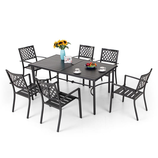 Sophia & William 7 Piece Outdoor Patio Dining Set Modern Metal Furniture with Stackable Chairs