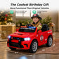Alpha Joy 12V Kids Ride On 2-Seat Fire Truck with Megaphone, Remote Control, 3 Speeds, Electric Toy Car for Ages 3+, Red