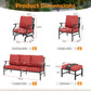 Sophia&William 9 Seat Patio Outdoor Furniture Set Metal Conversation Set with Ottomans & Rocker Chair, Red