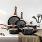 Sophia & William 15 Pieces Kitchen Nonstick Granite-Coated Cookware Set - Black