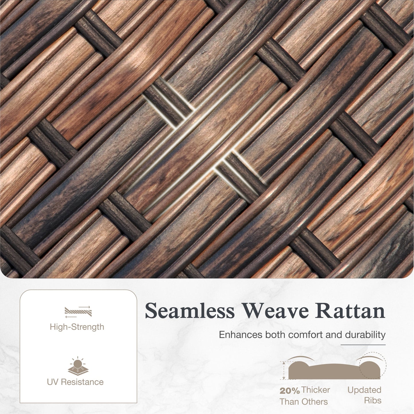 Sophia & William U-shaped 8 Pieces Wicker Patio Furniture Set 6-Seat Outdoor Conversation Set with Coffee Table & Cushioned Chairs, Brown & Blue