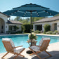 Alpha Joy 10ft 3 Tier Auto-tilt Outdoor Patio Umbrella Beach Garden Double Vented Table Umbrella with Solar Lights, Cerulean