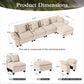 Sophia&William 157.5"L Modular Sectional Sofa Couch, Modern Corduroy Couch 5-Seat Convertible Sofa with Ottoman for Living Room,Beige