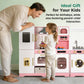 Alpha Joy Pretend Play Kitchen Large Wooden Toy Sets for Kids w/Realistic Sounds & Lights, Oven, Range Hood, Faucet, Sink, Cooking Accessories, Utensils, Pink