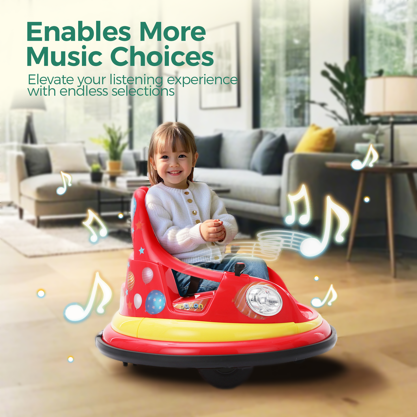 Alpha Joy Kids Bumper Car 12V Battery Powered Ride on w/LED Lights, Bluetooth Music, 360¡ã Spin, Remote Control, Electric Car in 2 MPH, Red