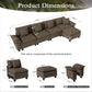 Sophia&William 157.5"L Modular Sectional Sofa Couch, Modern Chenille Couch 5-Seat Convertible Sofa with Ottoman for Living Room,Brown