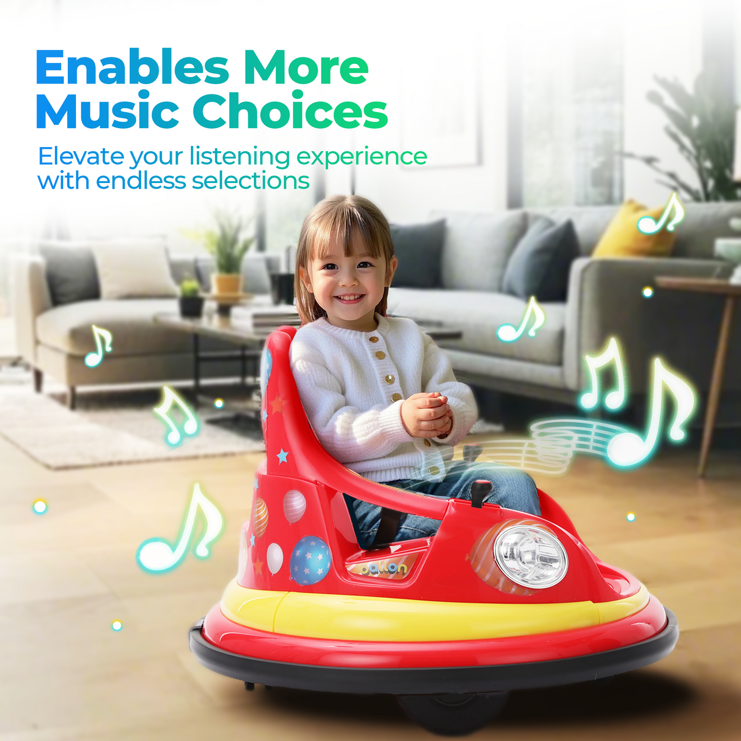 Sophia&William Bumper Car for Kids 12V Battery Powered Ride on w/Bluetooth Music, LED Lights, Remote Control, Electric Toy Car in 2 MPH with DIY Stickers, Red