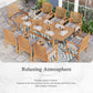 Sophia & William 9 Pieces Patio Dining Set Acacia Wood Outdoor Furniture Set Expandable Table and Natural Wood Chairs with Cushions for Lawn, Garden, Backyard
