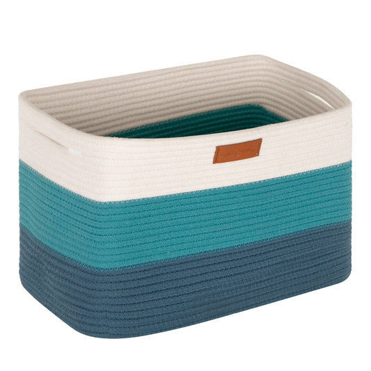 Sophia & William Cotton Rope Storage Basket Woven Laundry Hamper 14.6" Rectangular Organizer with Handles