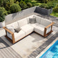 Sophia & William 4 Pieces HDPE Patio Furniture Set with Wide Wicker Iron Seat & Thick Cushions, Brown & Beige
