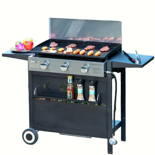 3-Burner Flat Top Gas Griddle Detachable Table Top Griddle for Camping