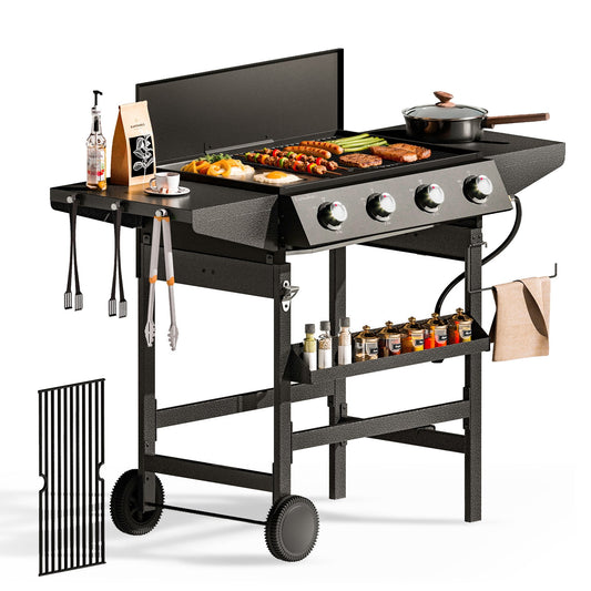 Alpha Joy 4-Burner Propane Gas Grill All-In-One BBQ Grill with Grates and Griddle 485 SQ.IN.