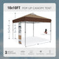Alpha Joy 10x10ft Pop-up Canopy Instant Outdoor Canopy Tent Portable Straight Leg Shelter with Roller Bag for Outside, Brown