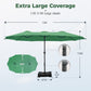 Alpha Joy 15ft Outdoor Patio Umbrella Extra-Large Double-Sided Garden Umbrella with Crank Handle and Base - Mint