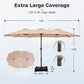Alpha Joy 15ft Outdoor Patio Umbrella Extra-Large Double-Sided Garden Umbrella with Crank Handle and Base - Beige