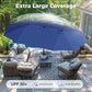 Alpha Joy 15ft Outdoor Patio Umbrella Extra-Large Double-Sided Garden Umbrella with Crank Handle and Base - Haze Blue