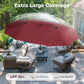 Alpha Joy 15ft Outdoor Patio Umbrella Extra-Large Double-Sided Garden Umbrella with Crank Handle and Base - Burgundy
