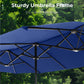 Alpha Joy 13x6.5ft Double-Sided Extra Large Outdoor Patio Market Rectangle Umbrella with Crank Handle, Haze Blue