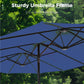 Alpha Joy 15ft Outdoor Patio Umbrella Extra-Large Double-Sided Garden Umbrella with Crank Handle and Base - Haze Blue