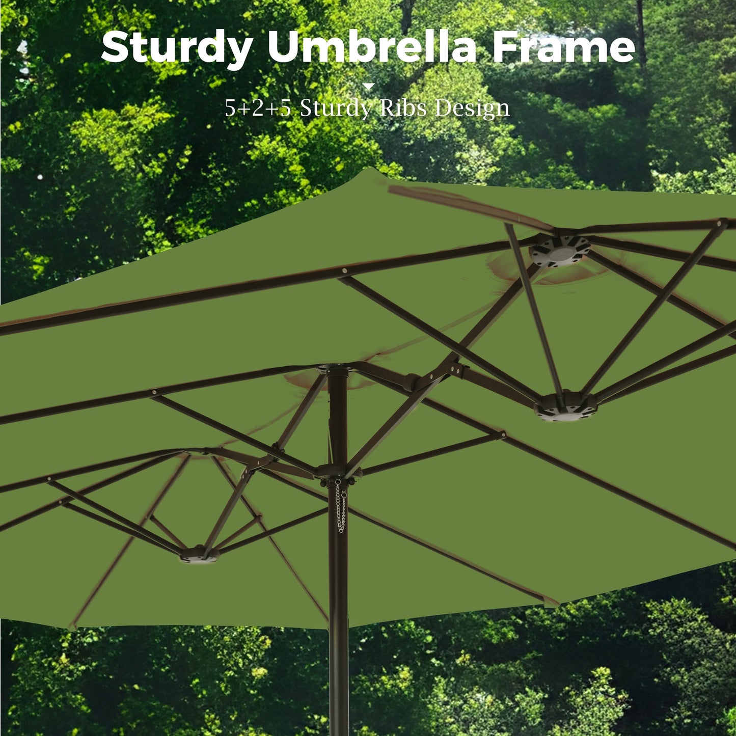 Alpha Joy 15ft Outdoor Patio Umbrella Extra-Large Double-Sided Garden Umbrella with Crank Handle and Base - Lime