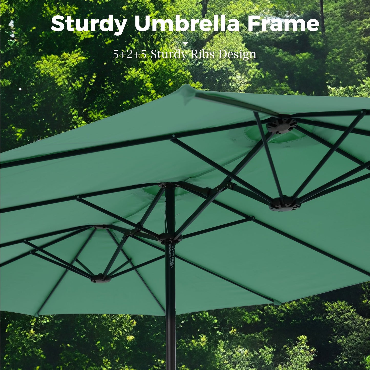 Alpha Joy 15ft Outdoor Patio Umbrella Extra-Large Double-Sided Garden Umbrella with Crank Handle and Base - Mint