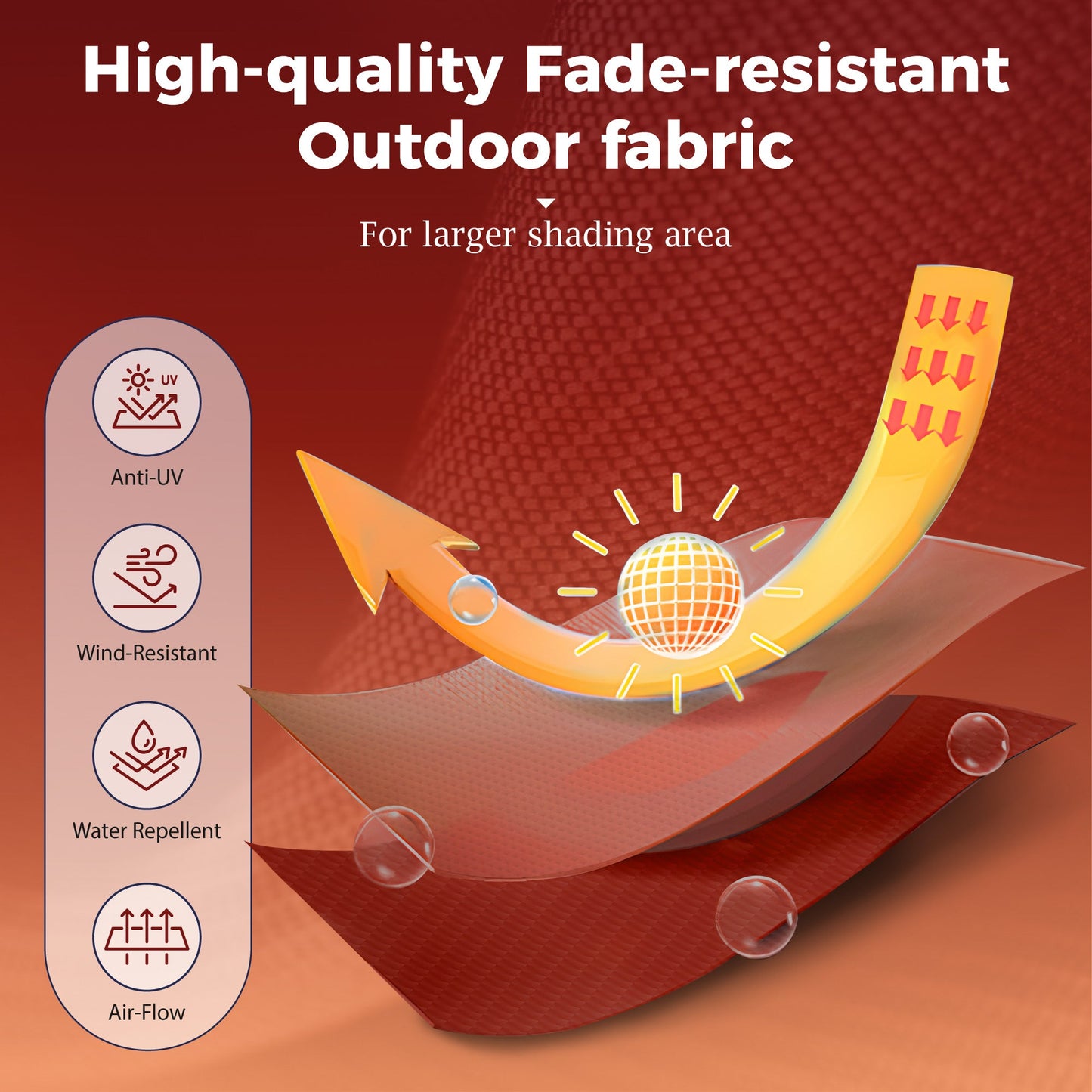 Alpha Joy 15ft Outdoor Patio Umbrella Extra-Large Double-Sided Garden Umbrella with Crank Handle and Base - Burgundy