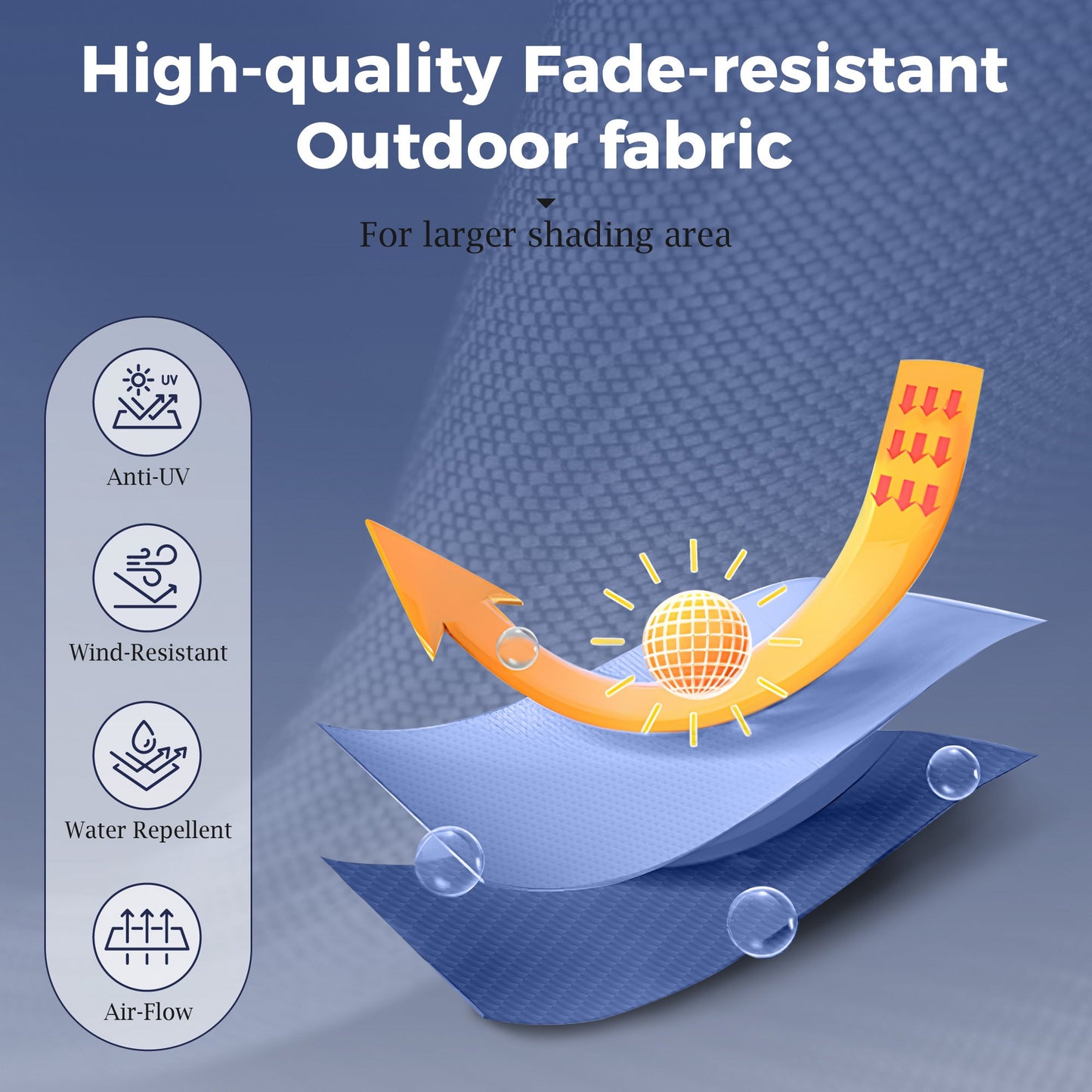 Alpha Joy 15ft Outdoor Patio Umbrella Extra-Large Double-Sided Garden Umbrella with Crank Handle and Base - Haze Blue