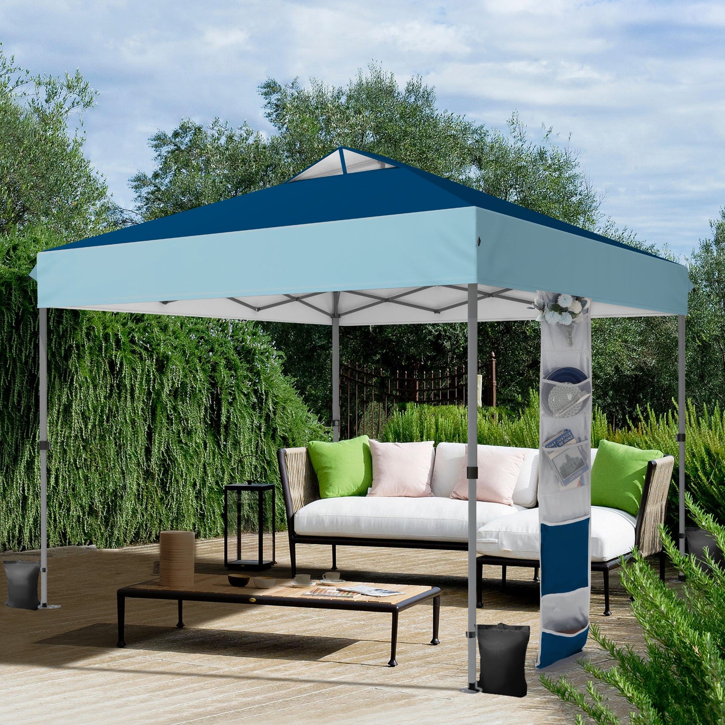 Alpha Joy 10x10ft Pop-up Canopy Instant Outdoor Canopy Tent Portable Straight Leg Shelter with Roller Bag for Outside, D&L Blue
