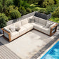 Sophia & William 6 Pieces HDPE Patio Furniture Set with Wide Wicker Iron Seat & Thick Cushions, Brown & Beige