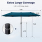 Alpha Joy 13x6.5ft Double-Sided Extra Large Outdoor Patio Market Rectangle Umbrella with Crank Handle, Cerulean