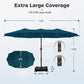 Alpha Joy 15ft Outdoor Patio Umbrella Extra-Large Double-Sided Garden Umbrella with Crank Handle and Base - Cerulean